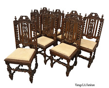 Set of Eight 19th Century French Renaissance Dining Chairs Barley Twist