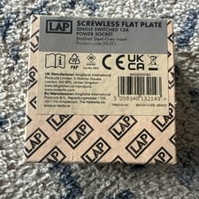 Lap 13a Switched Socket, 1 Gang Single Pole Brushed Stainless Steel Black Insert