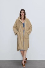 Zara Beige/Tan Parka Trench Coat Women's S & M Available New Bloggers Favourite