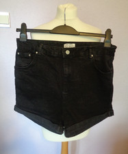 Shorts By Select Size 18 Black Denim High Waist Turn Up Hem
