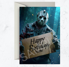 Personalised Masked Horror Villain (Jason/Friday The 13th) Birthday Card