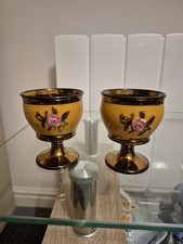 Victorian Lustre  Copper Colour Goblets X 2