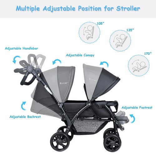 Double seat baby stroller - seat,