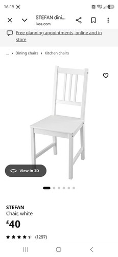 Ikea stefan chair white wooden - stefan,