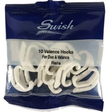 Swish Valance Hooks White 10 Pack Replacement Spares for Curtain Rail Pelmet