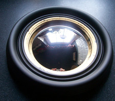 ANTIQUE DESIGN BLACK ROUND PORTHOLE CONVEX WITCHES FISHEYE MIRROR BLACK FRAME