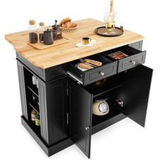 Kitchen Black Island with Drop