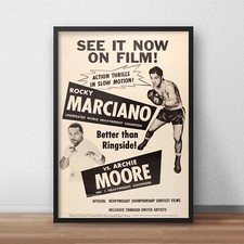Rocky Marciano Vs Archie Moore Vintage Boxing Promo Advertising  Poster A4 A3