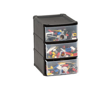 3 Tier Plastic Drawers Storage Unit Desktop Office Home Handy Tower Chest Black