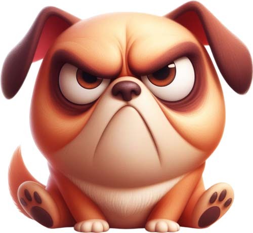 Funny grumpy puppy dog wall - grumpy,