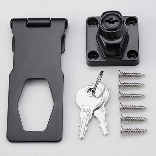 Locking hasp and staple with - and,