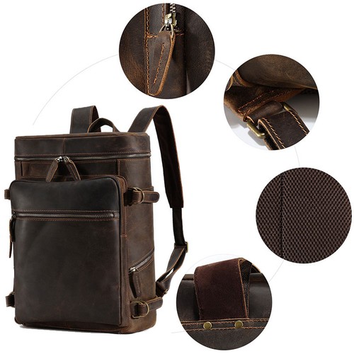 Leather 17in travel backpack - leather,