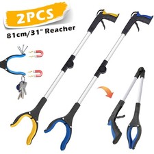 Pick Up Tool Long Reach Grabber Reacher Litter Picker Helping Hand 2 Pack 80cm