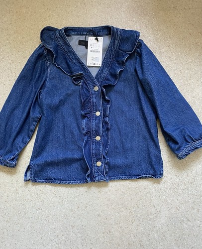 Zara denim frill shirt blouse - zara,