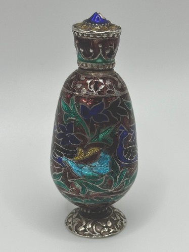 Snuff bottle ornate enamel - bottle,