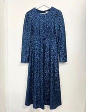 BNWT LK Bennett Lazia Midnight Blue Full Sequin Midi Dress Size 10 Festive Midi