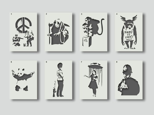 Banksy stencils for wall art - wall,