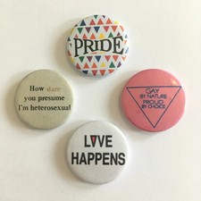 4 Pride Badges, Rainbow Gay
