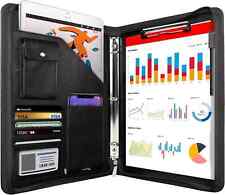 NEWYES Leather Zipper Conference Folder, A4, Travel Document Portfolio