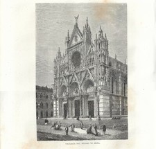 Antique print SIENA facade of