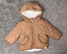 BNWT GEORGE @ ASDA BILLIE FAIERS BROWN QUILTED BORG LINED COAT 0-3 MONTHS