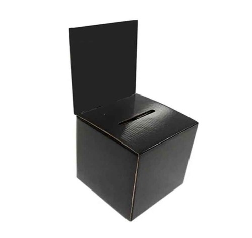 Black cardboard charity box - black,