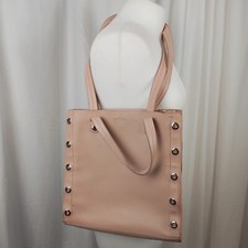Zara Womens Pink Tote Shoulder Bag Faux Leather Inner Zip Pocket Button Closure