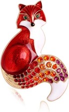 Cute Red Fox Brooch Pin Enamel