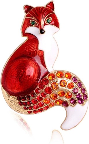 Cute red fox brooch pin - brooch, enamel
