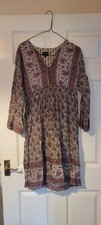 East Boutique Embellished Pink And Cream Boho Tunic Dress. Size 10.