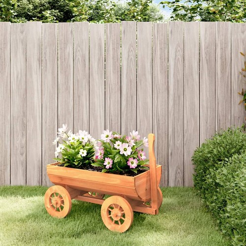 Wooden garden planter wagon - planter,