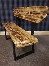 Contempory Reclaimed Church Pew  Bench Inside Or Out  Light Scorch & Matt Black