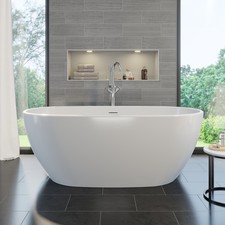 Freestanding Double Ended Bath Luxury Acrylic Bathtub & Waste White 1500x730mm