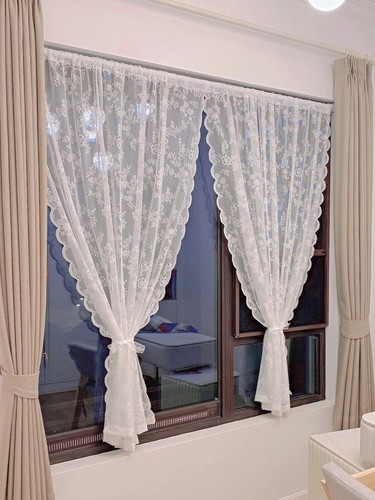 Floral lace sheer rod - sheer,