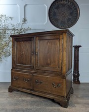 Antique Oak Side Cupboard With Parquetry Top
