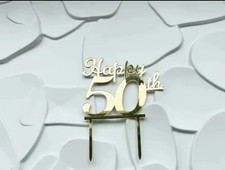 Happy 50th  Gold Acrylic Cake