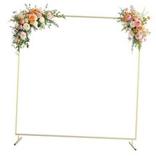 6.6FT x 6.6FT Square Metal Arch Backdrop Stand –Gold Wedding Arch Frame, 