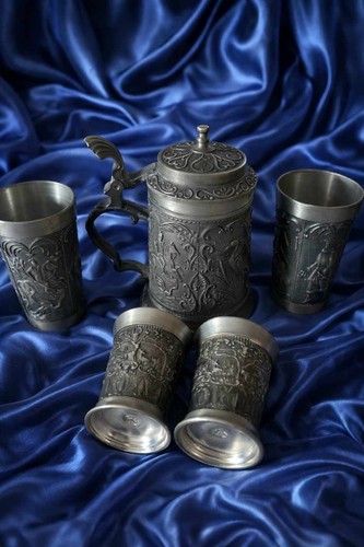 Vintage pewter tea set - pewter,