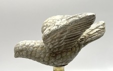 Vintage Concrete White Bird 7" Finial Garden Chic Distressed Weathered Ornament