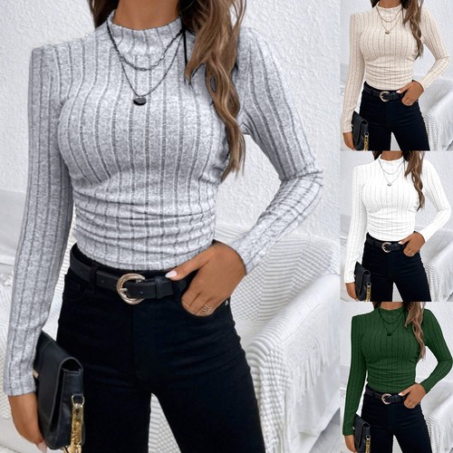 Women ribbed high neck - women,