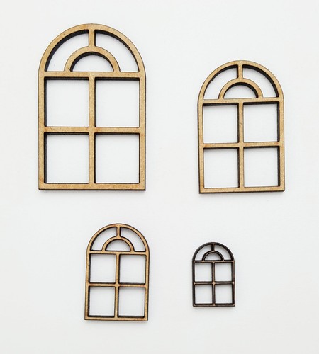 Wooden mdf arched window - wooden, c