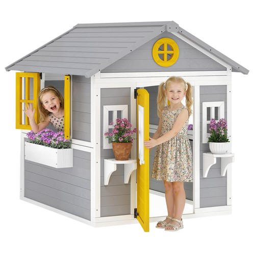 Outsunny wooden playhouse with - playhouse,