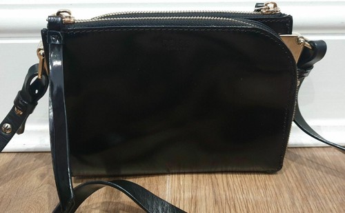 Reiss black leather shine - black,
