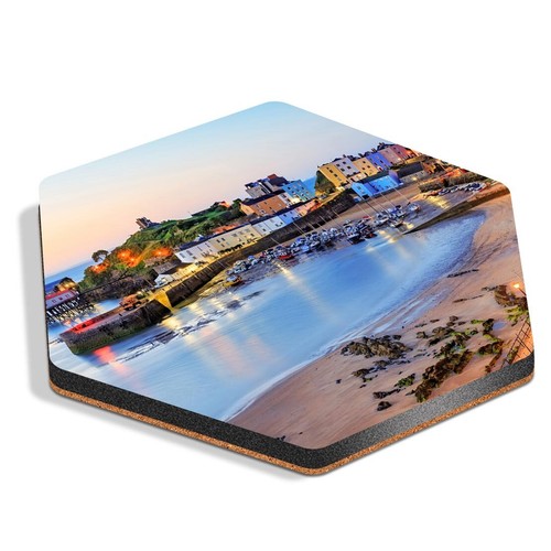Hexagon mdf coaster sunrise - hexagon,