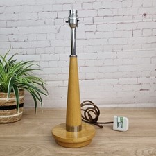 Vintage Wooden Mid Century Danish Style Table Lamp Base Chrome Fitting PAT Test