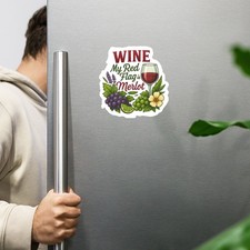 Cute Wine "My Red Flag is Merlot" Flexible Vinyl Retro Bar Fridge Magnet
