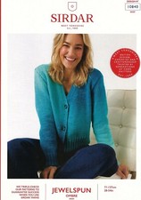 Sirdar Jewelspun Aran Knitting Pattern - 10840 Ladies  Cardigan ( 28-54 ins)