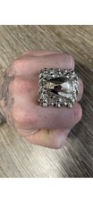Solid 925 Silver Men’s Boxing Glove Keeper Ring 5 Row Gents Band