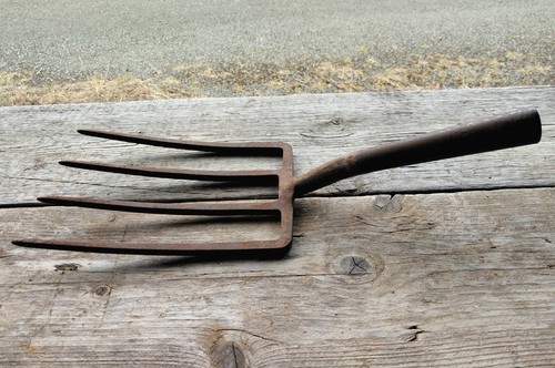 Vintage antique garden fork - garden,