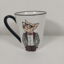 Signature Housewares ~ Hipster Animal Coffee Mug 16.5 oz ~ Pig with Eyeglasses